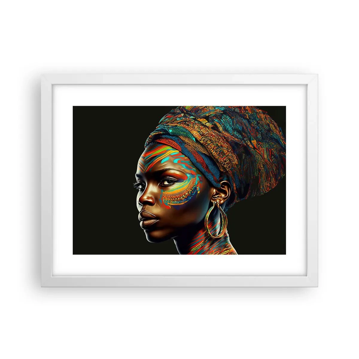 Poster in een witte lijst - Afrikaanse koningin - 40x30 cm