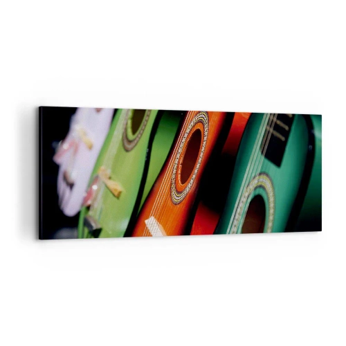 Schilderen op canvas - De gitaar heeft vele kleuren - 100x40 cm