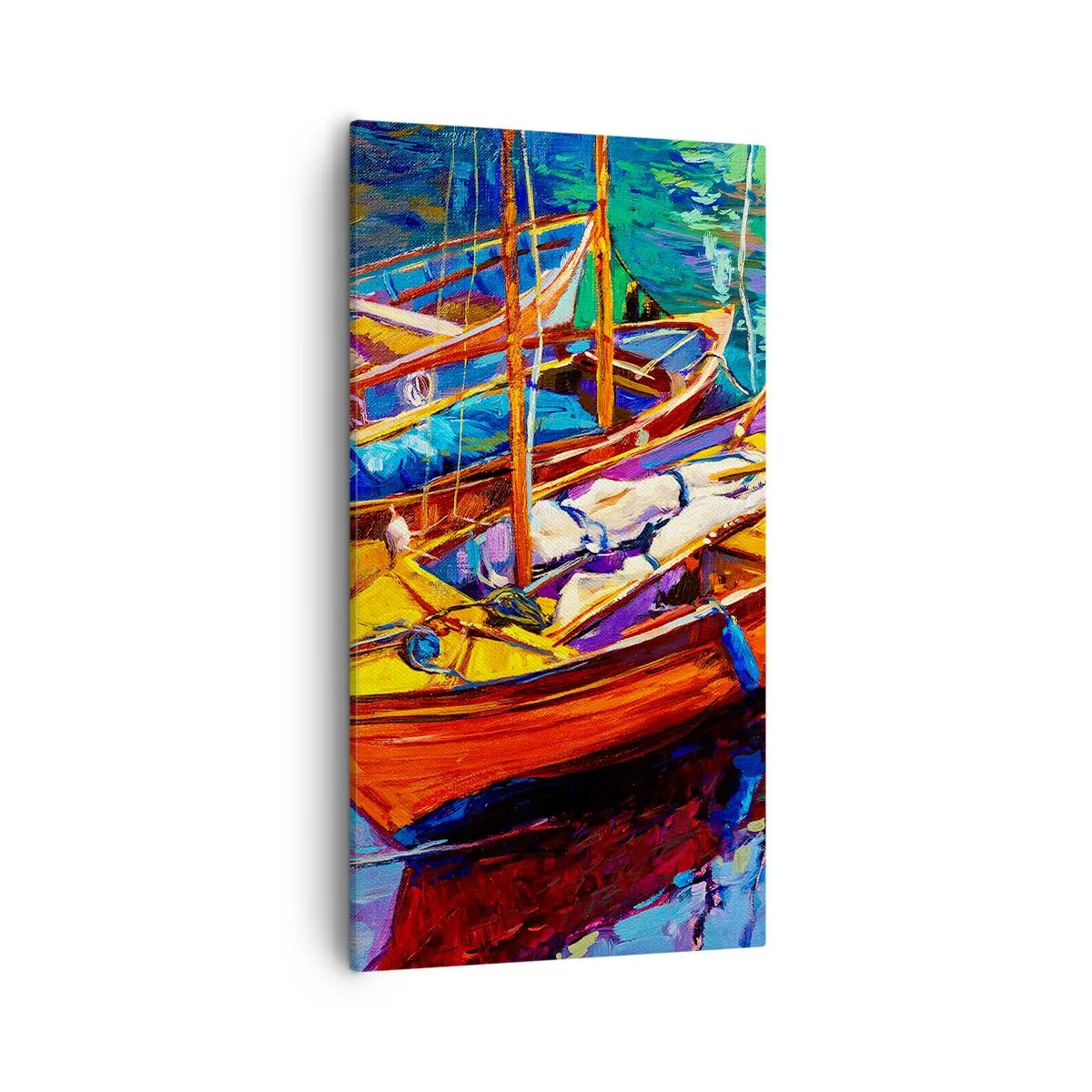 Schilderen op canvas - Op water vol met kleuren - 55x100 cm