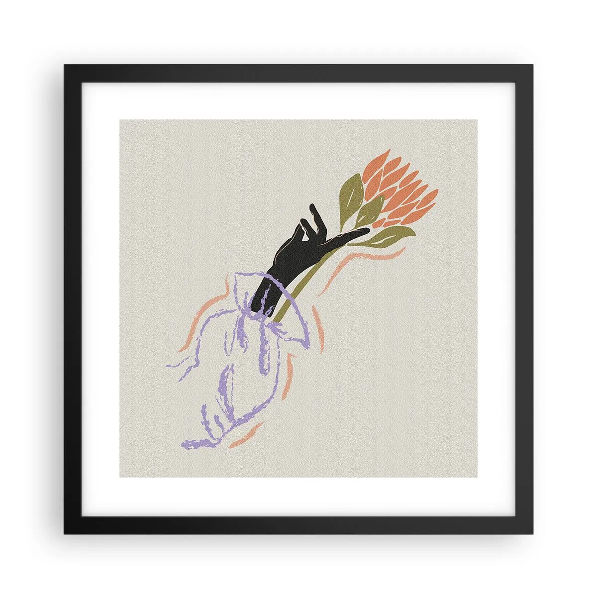 Poster in een zwarte lijst - Zusterlijke aanraking - 40x40 cm