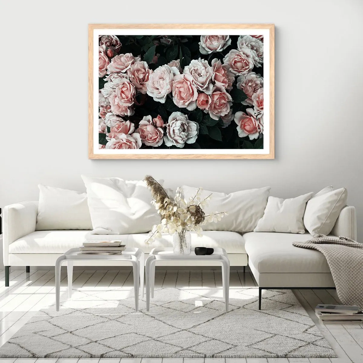 Een poster in een licht eiken lijst - Rozen ensemble - 50x40 cm