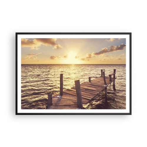 Poster in een zwarte lijst - Het gouden land van zachtheid - 100x70 cm