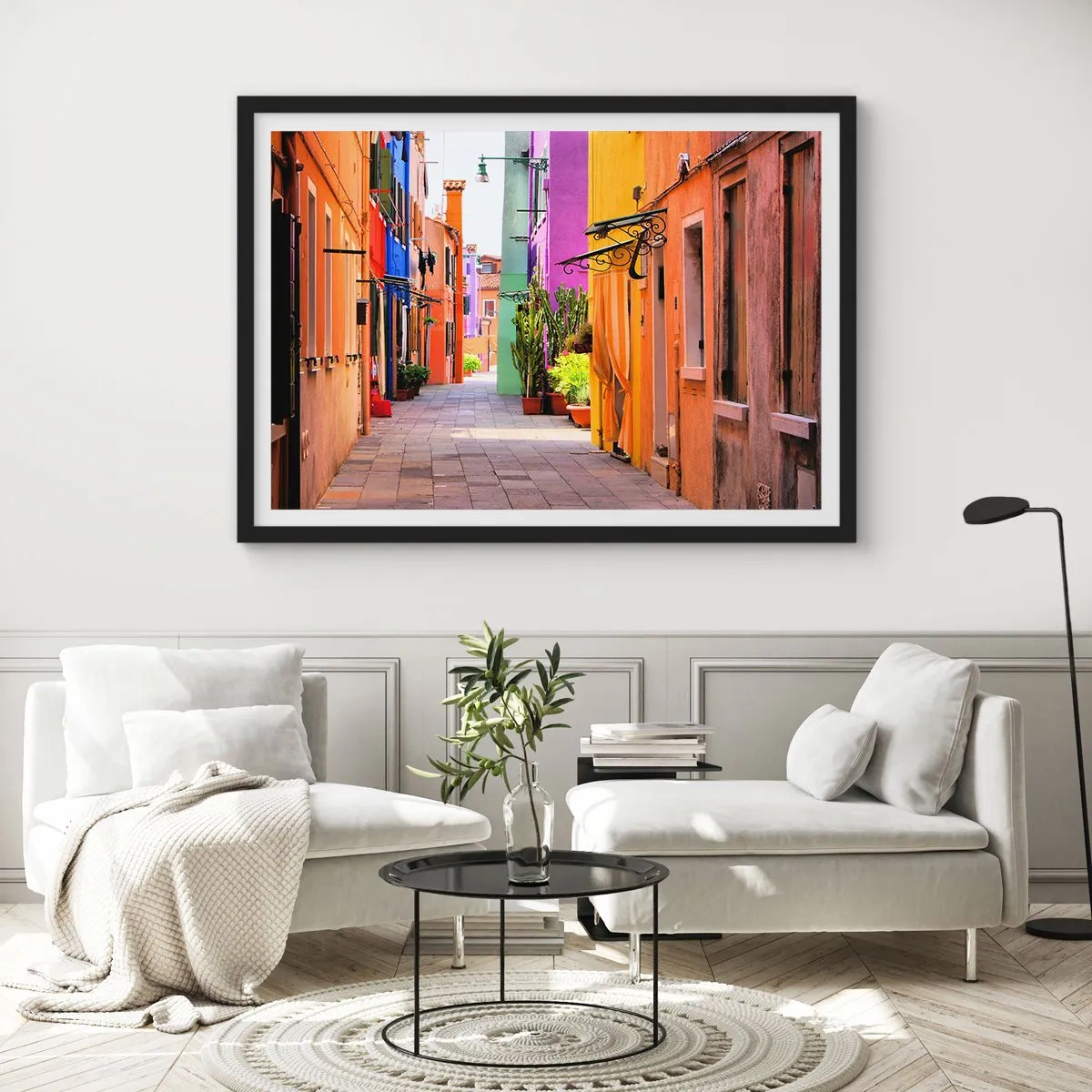 Poster in een zwarte lijst - Regenboogsteeg - 91x61 cm