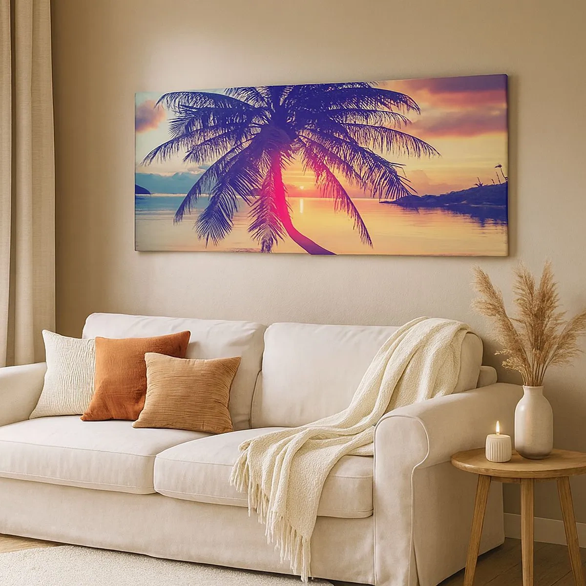 Schilderen op canvas - Avond onder de palmbomen - 100x40 cm