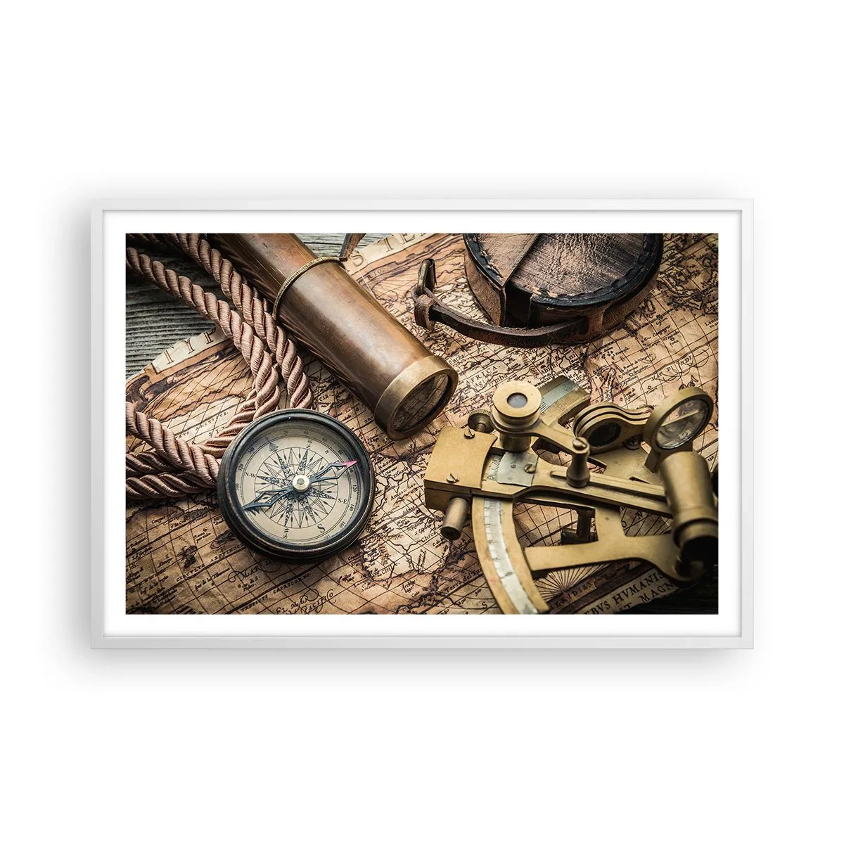 Poster in een witte lijst - Zet koers - 91x61 cm