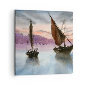 Schilderen op canvas - Avond in de haven - 50x50 cm