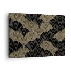 Schilderen op canvas - Art Deco-patroon met halve cirkels en gouden lijnen - 70x50cm - Eenheid in veelheid - Moderne wanddecoratie voor woonkamer en slaapkamer ARTTOR