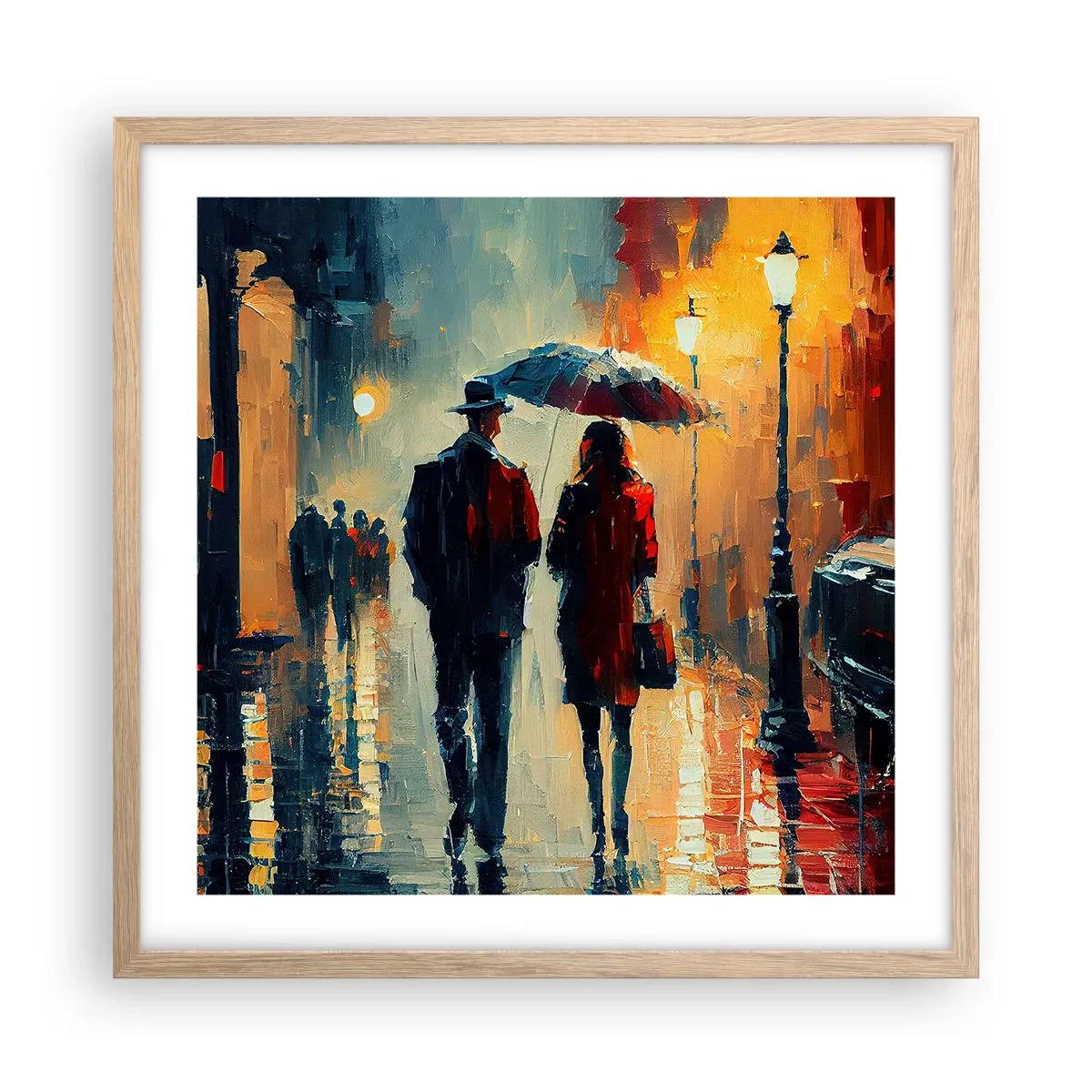 Een poster in een licht eiken lijst - Stedelijk love strory - 50x50 cm