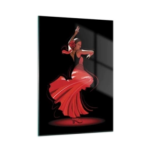 Schilderen op glas - De vurige geest van flamenco - 50x70 cm