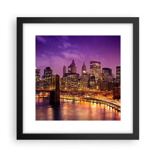 Poster in een zwarte lijst - Violet-goud Manhattan - 30x30 cm