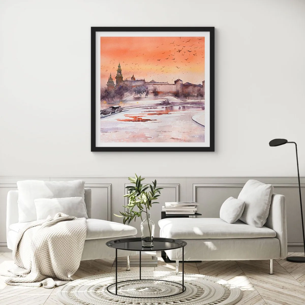 Poster in een zwarte lijst - Koninklijke zonsondergang - 30x30 cm