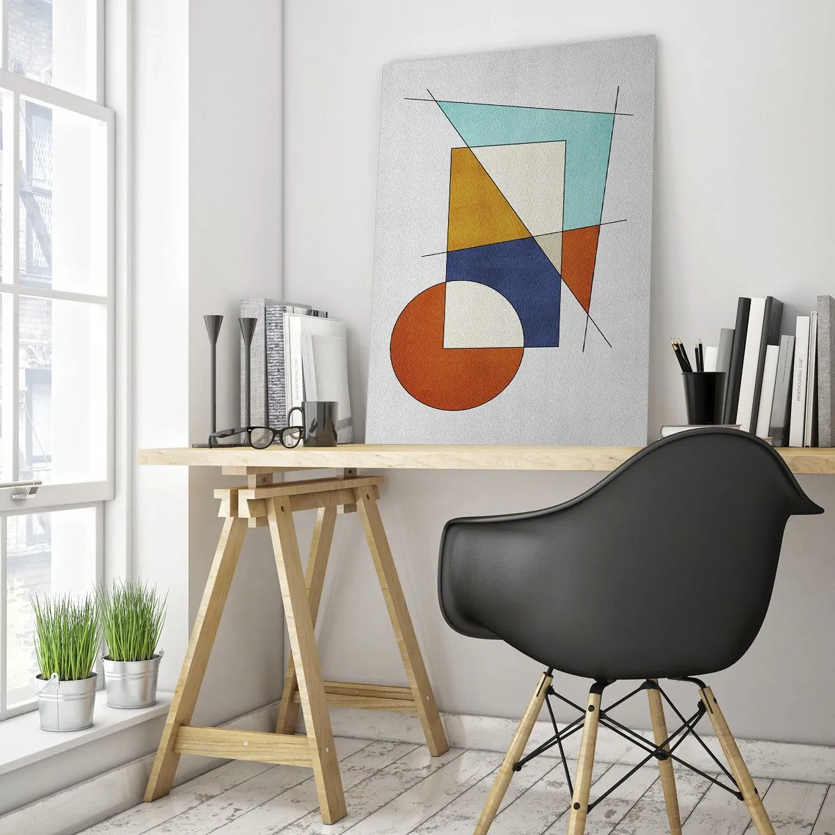 Schilderen op glas - Abstractie: modernistisch plezier - 80x120 cm