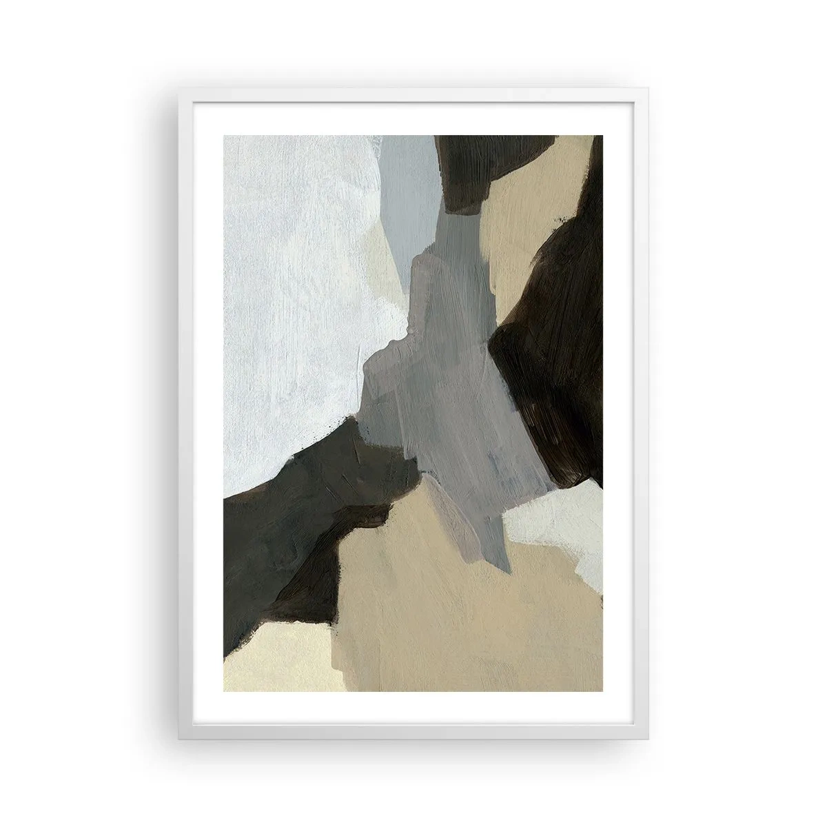 Poster in een witte lijst - Abstractie: het kruispunt van grijs - 50x70 cm