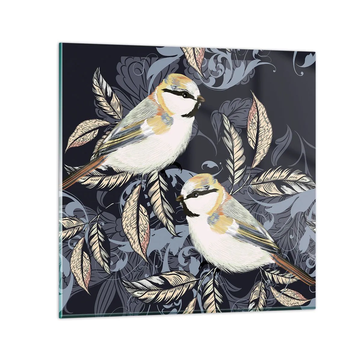 Schilderen op glas - Geel-blauwe triller - 30x30 cm