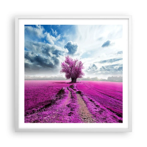 Poster in een witte lijst - Heide - heilige plek - 60x60 cm