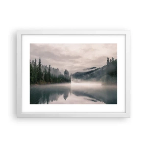 Poster in een witte lijst - In reflectie, in de mist - 40x30 cm