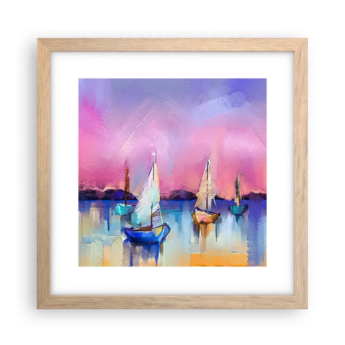 Een poster in een licht eiken lijst - Richting: breed water - 30x30 cm