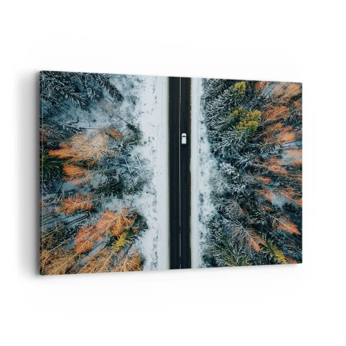 Schilderen op canvas - Snijd door het winterbos - 100x70 cm