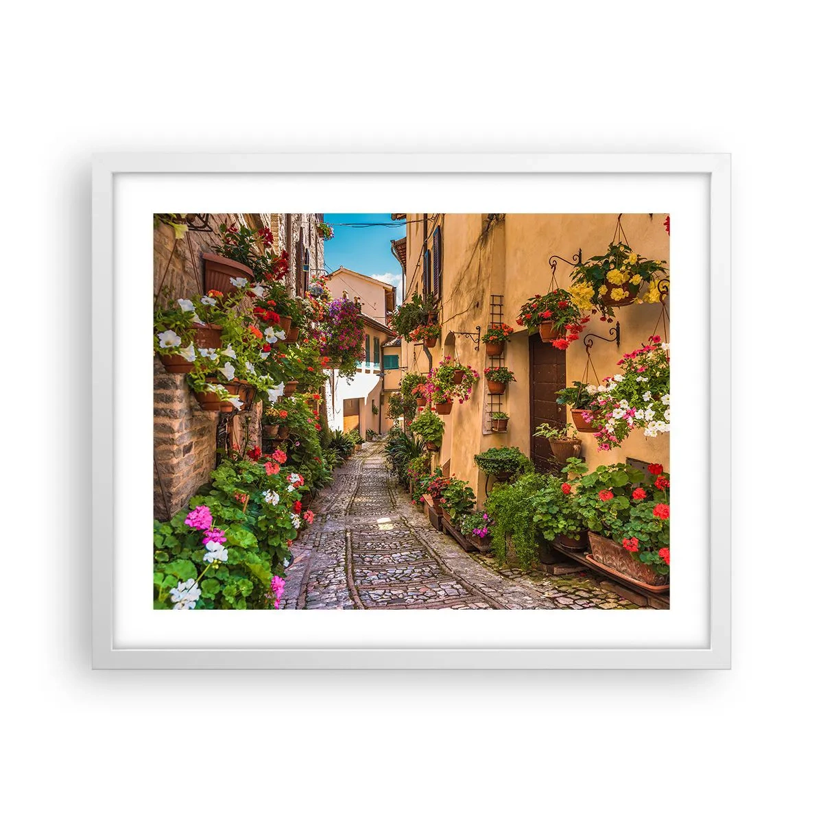 Poster in een witte lijst - Italiaans zijstraatje - 50x40 cm