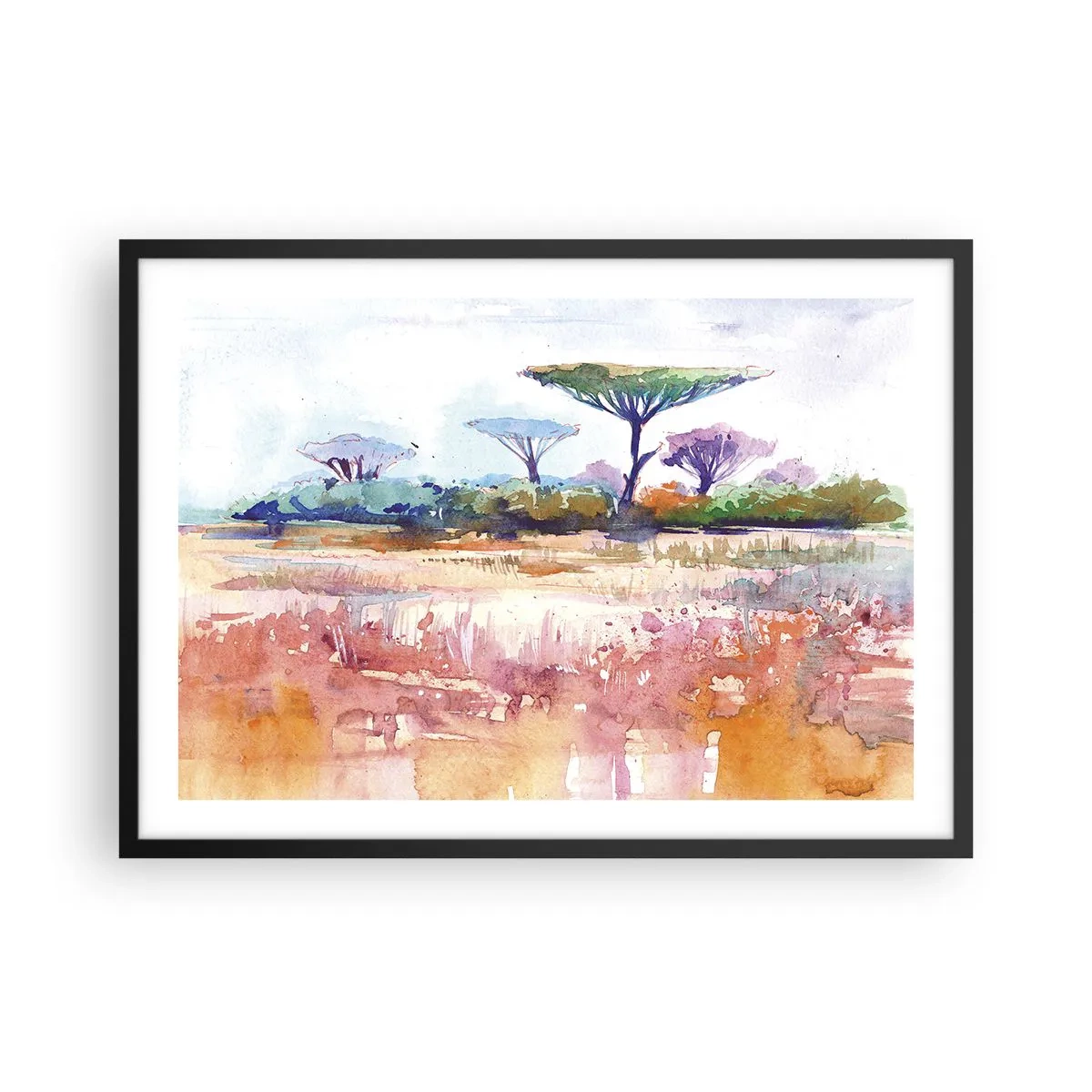 Poster in een zwarte lijst - Savanne kleuren - 70x50 cm