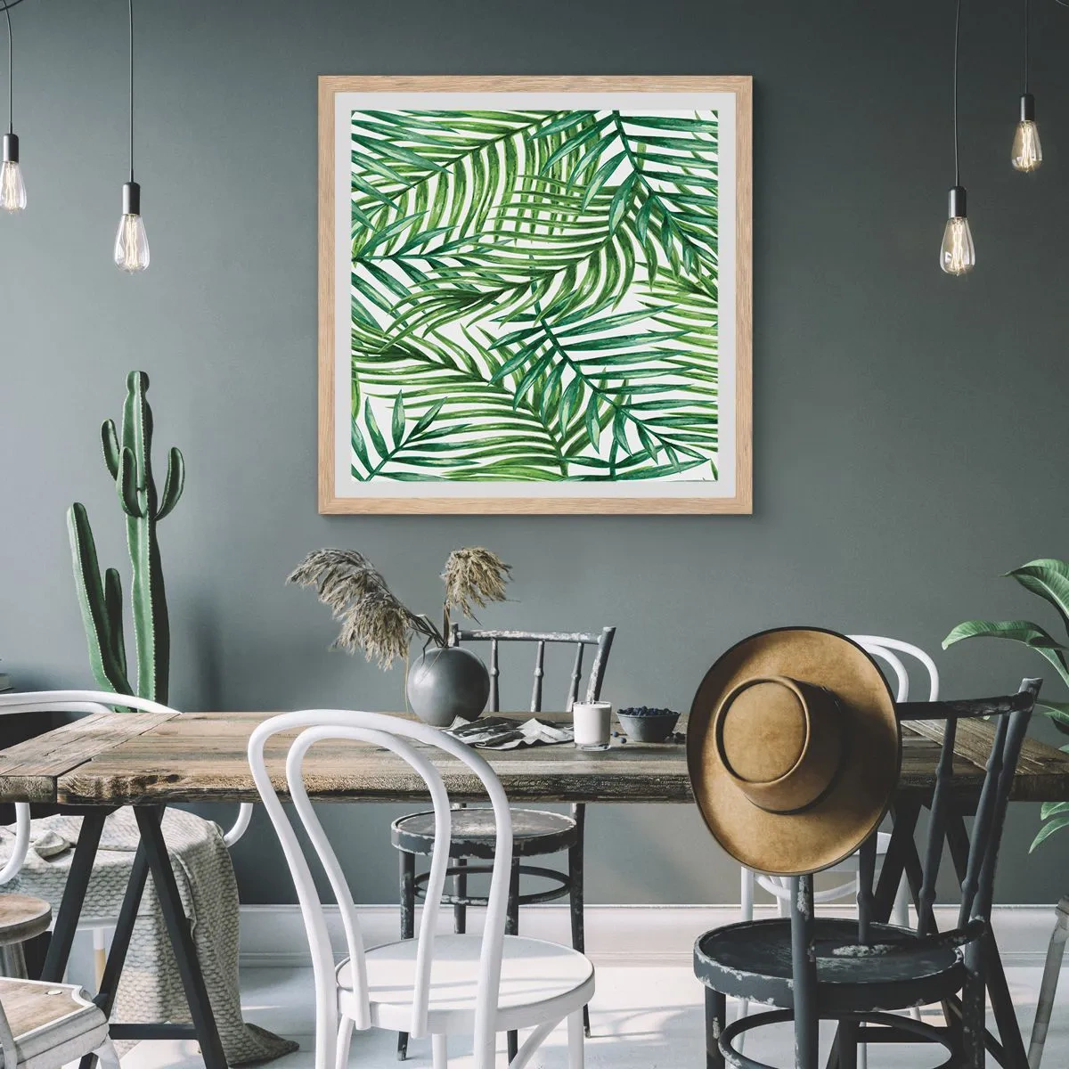 Een poster in een licht eiken lijst - Onder de groene luifel - 60x60 cm