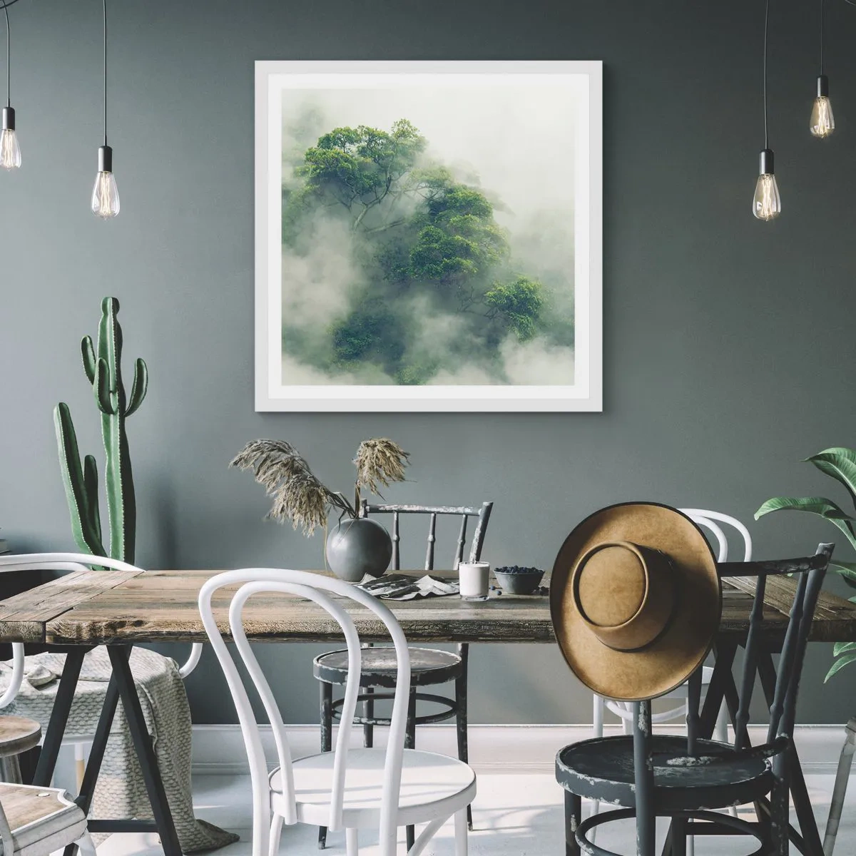 Poster in een witte lijst - In mist gehuld - 30x30 cm