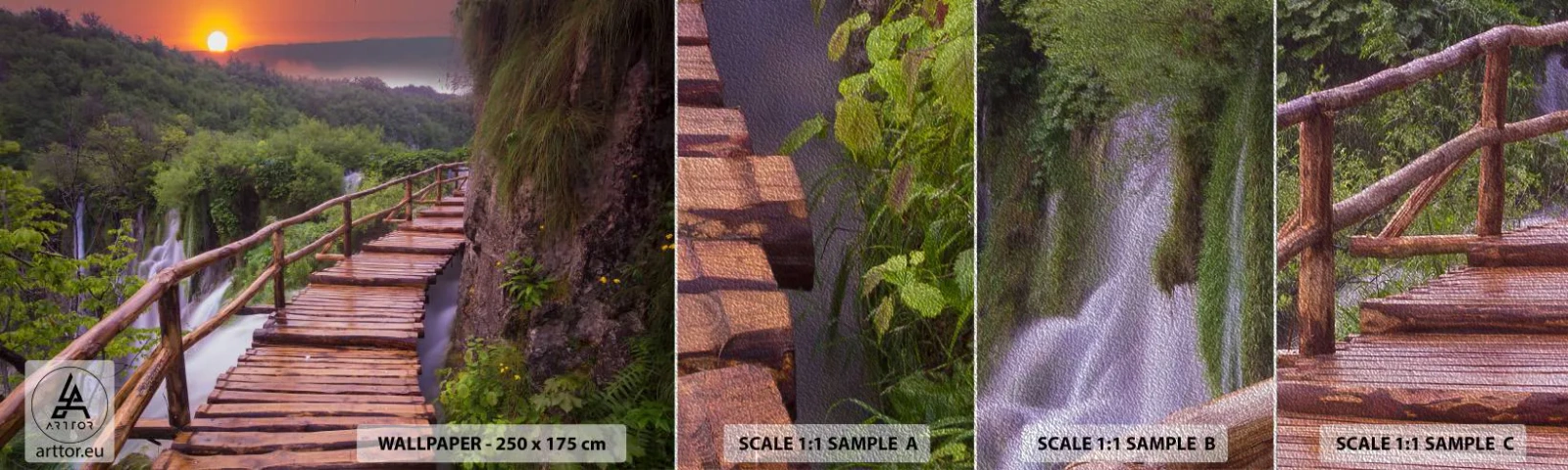 Fotobehang Monster Premium Sand - Ongelooflijke schoonheid - Landschap, Waterval, Kroatië - 100x30 cm