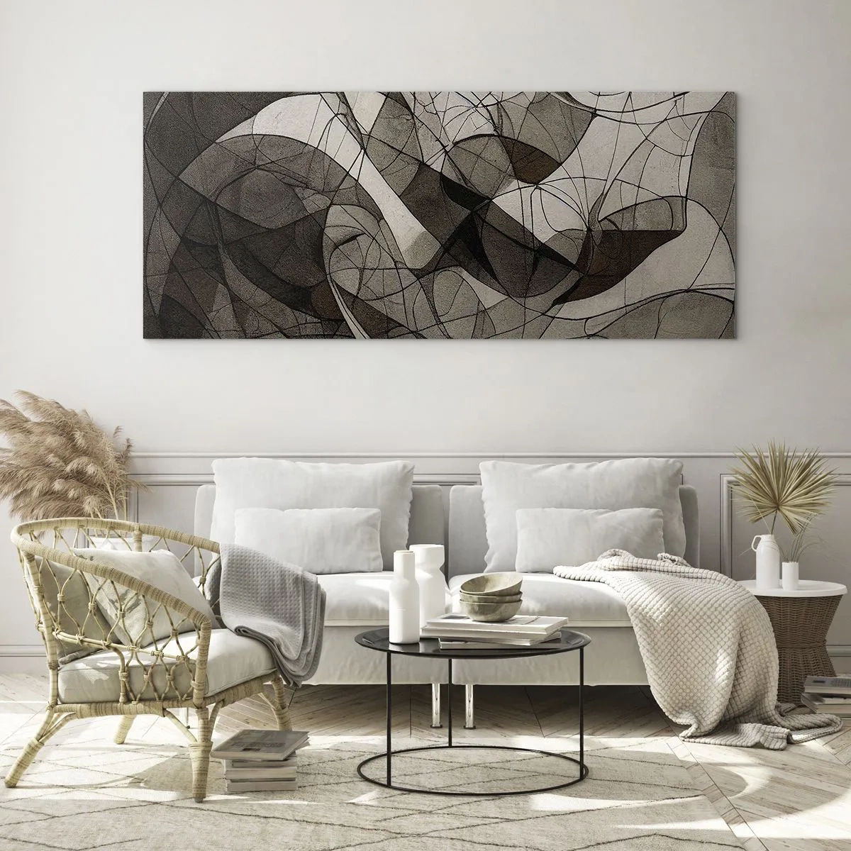 Schilderen op glas - Circulatie van aardekleuren - 120x50 cm