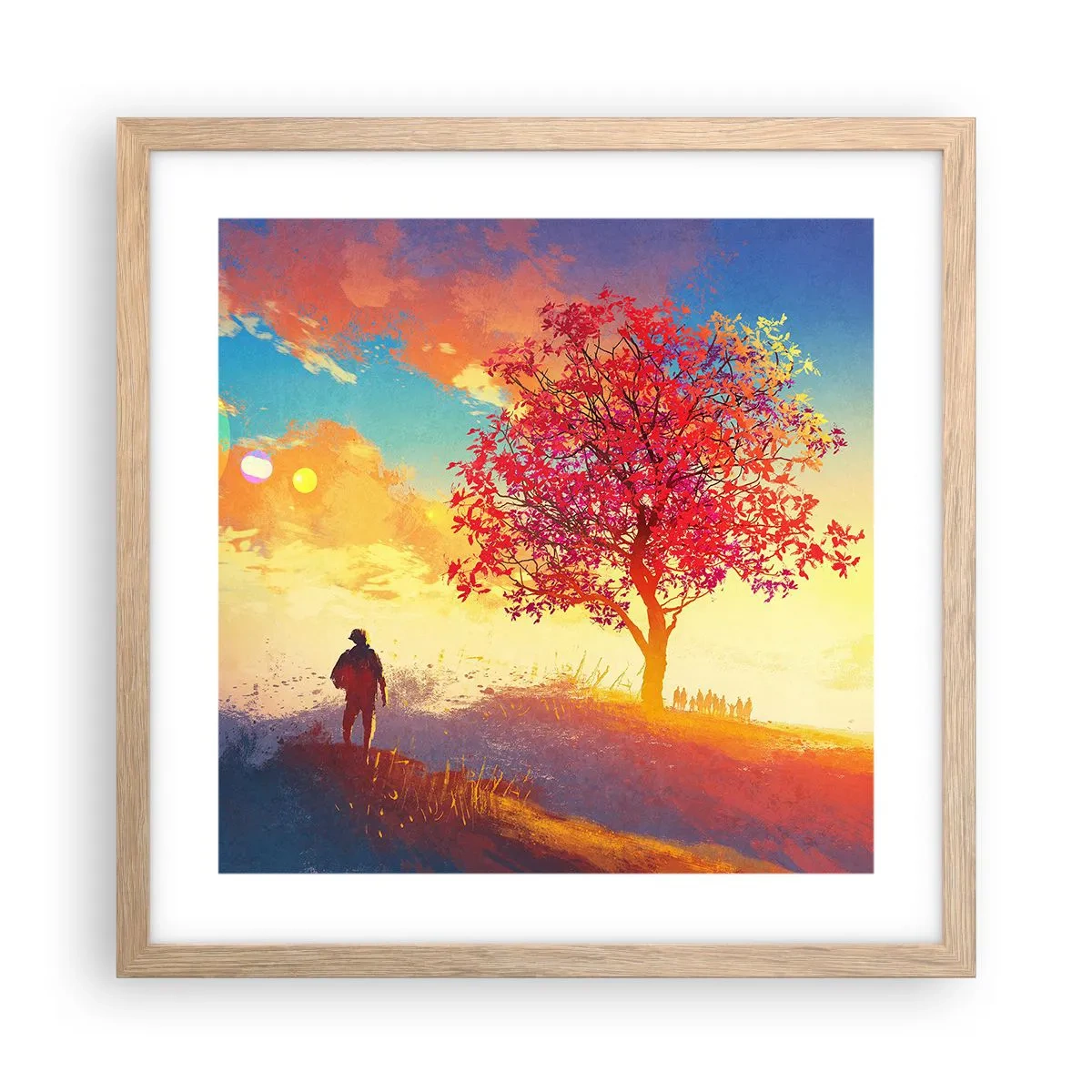 Een poster in een licht eiken lijst - Pelgrim bij de bestemming - 40x40 cm