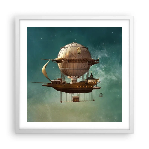 Poster in een witte lijst - Jules Verne groet - 50x50 cm
