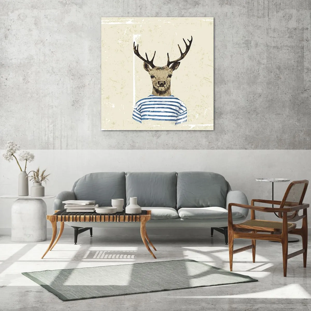 Schilderen op glas - Omdat ik van gestreepte t-shirts hou! - 60x60 cm