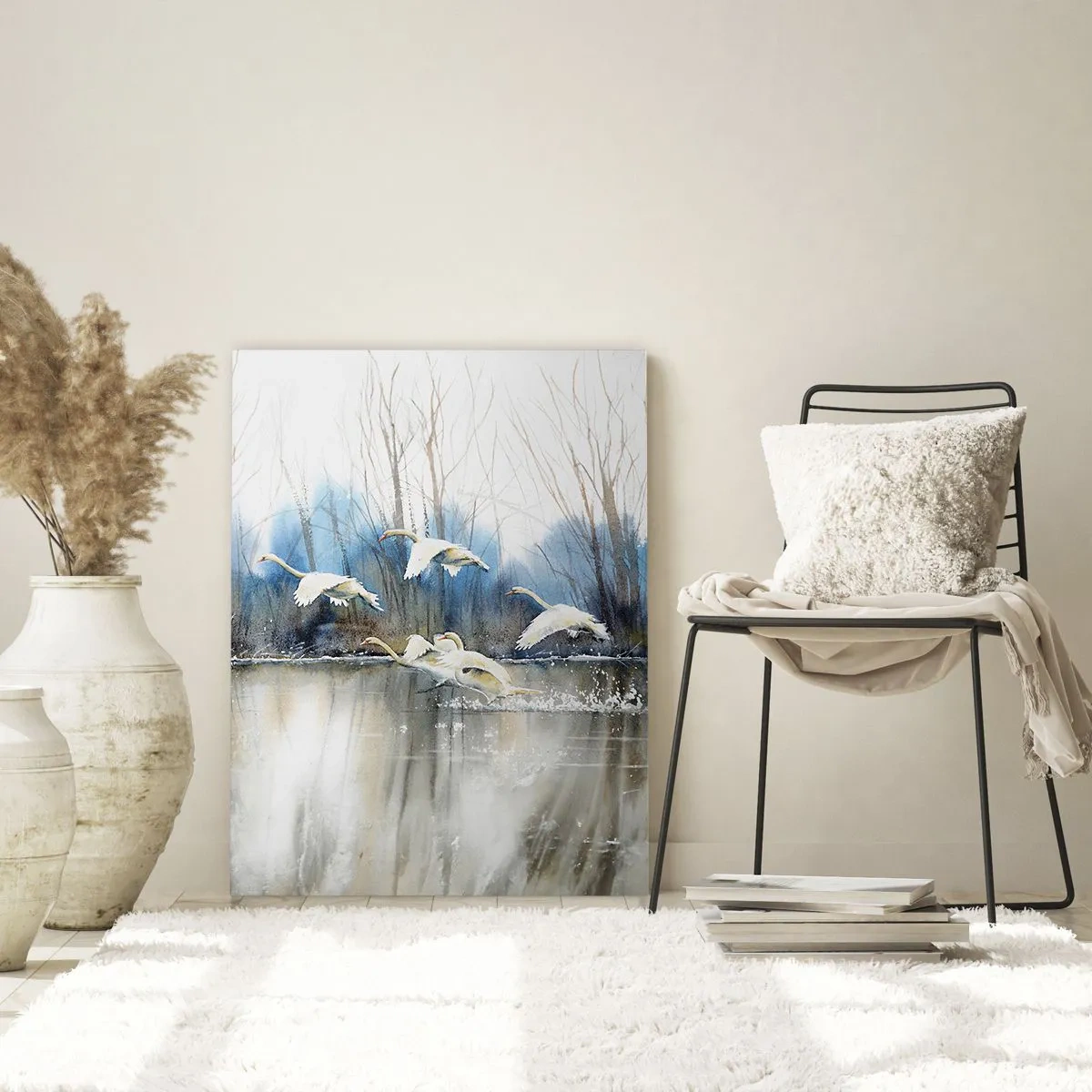 Schilderen op glas - Zoals in het sprookje over wilde zwanen - 70x100 cm