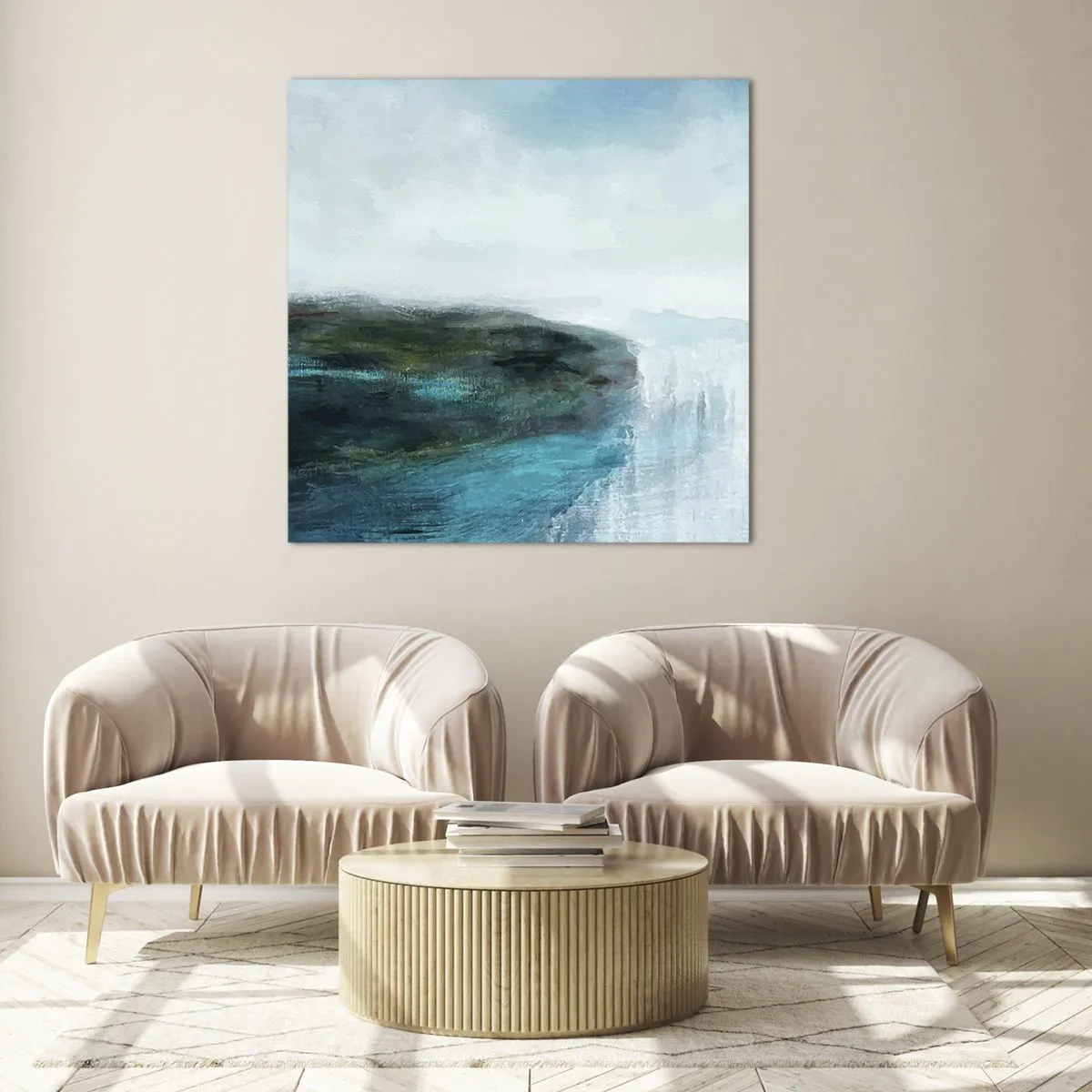 Schilderen op glas - Nautische abstractie - 40x40 cm