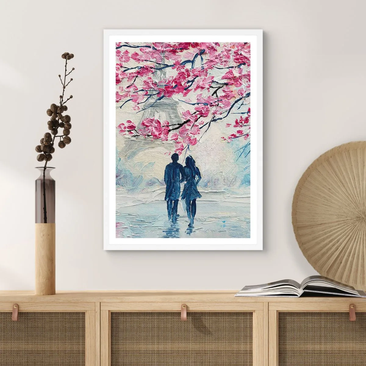 Poster in een witte lijst - Een romantische wandeling - 70x100 cm