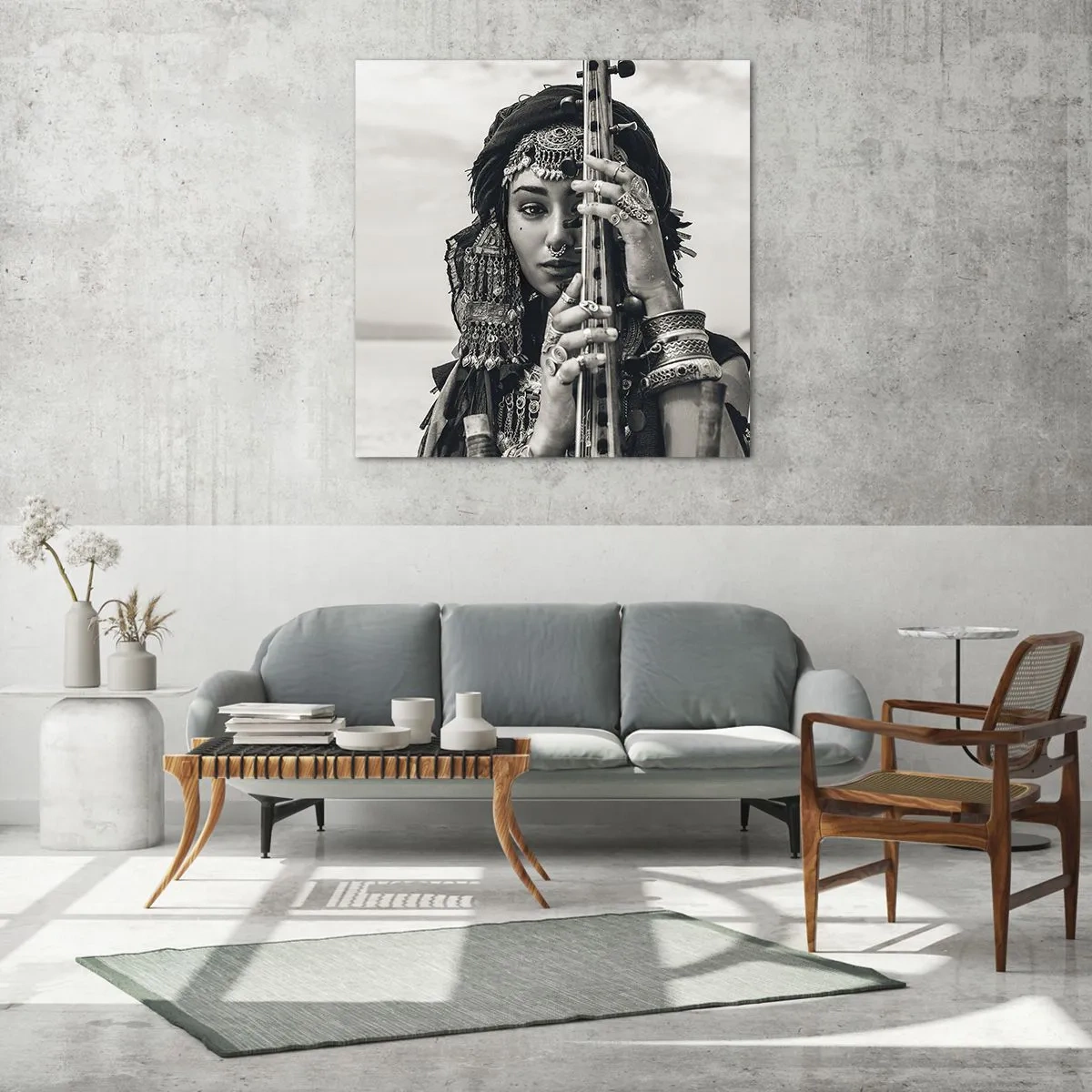 Schilderen op glas - De muziek van het Oosten zelf - 50x50 cm