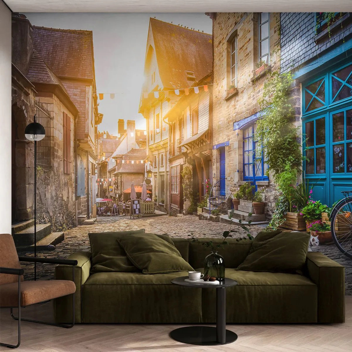 Fotobehang Premium Sand - De witte geest van het stadje - Stad, Frankrijk, Architectuur - 200x140 cm