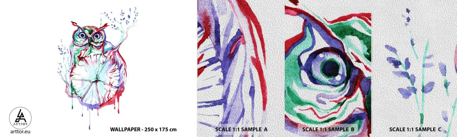 Fotobehang Monster Premium Sand - Wijs van nature - Vogel, Uil, Voor kinderen - 100x30 cm