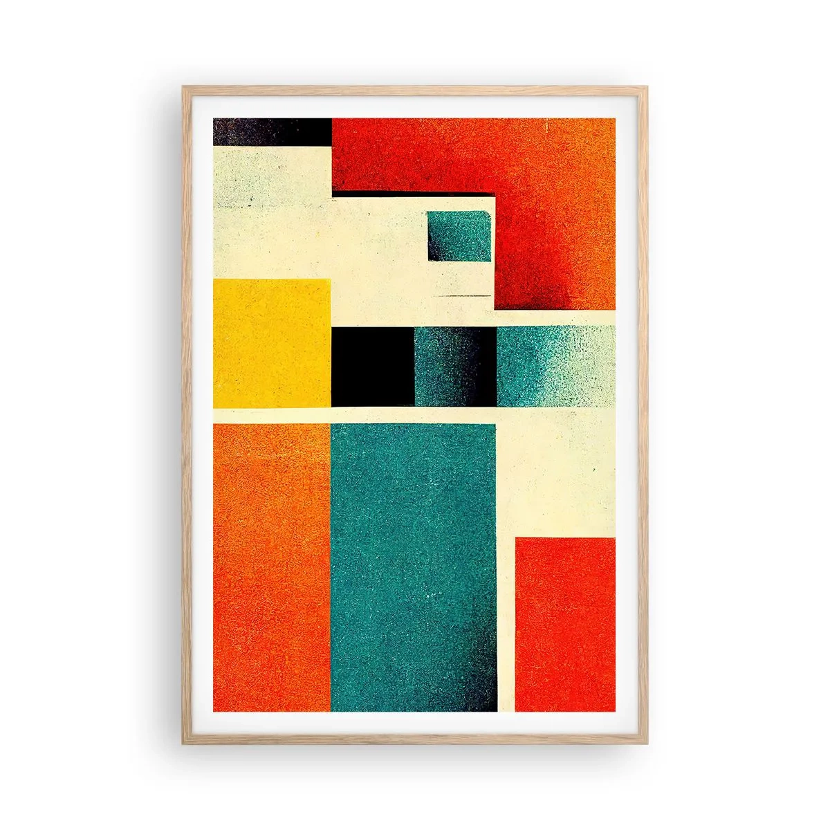 Een poster in een licht eiken lijst - Geometrische abstractie – goede energie - 70x100 cm