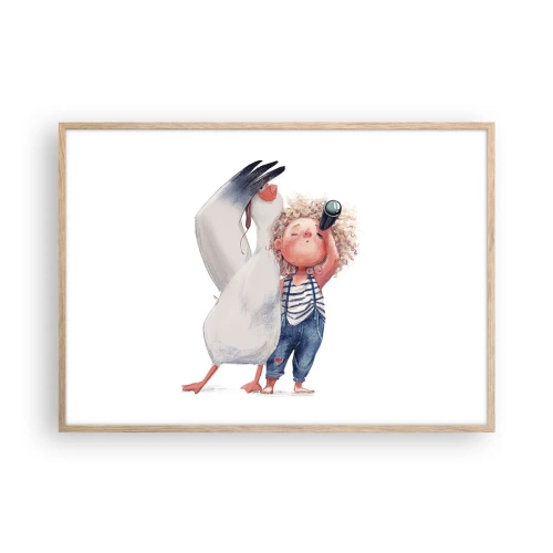 Een poster in een licht eiken lijst - Een geweldige reisroute - 100x70 cm