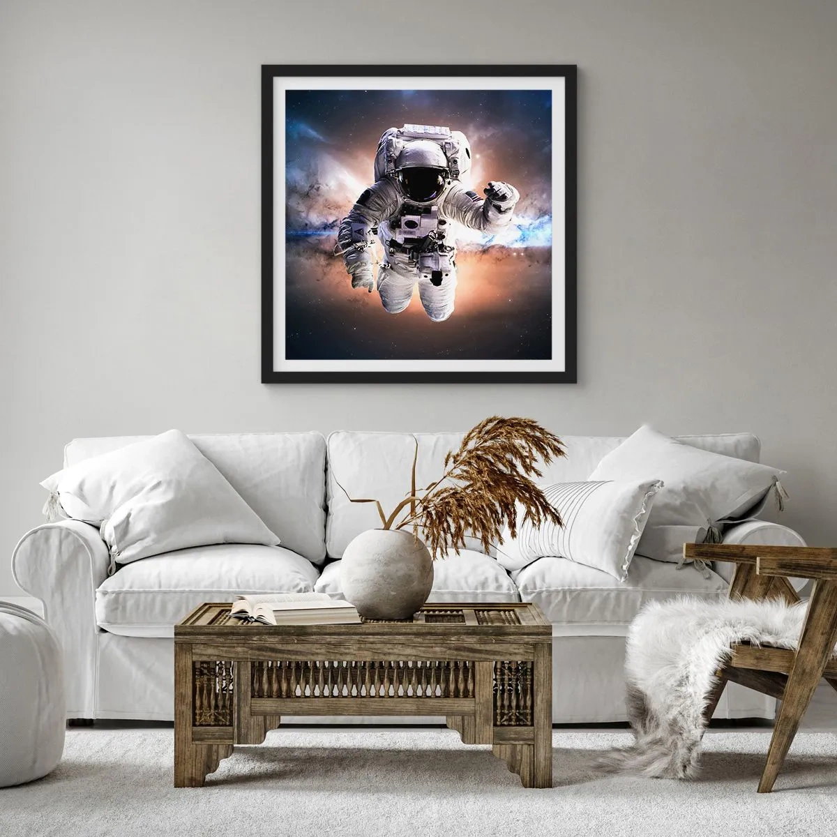 Poster in een zwarte lijst - Groeten vanuit de ruimte - 50x50 cm