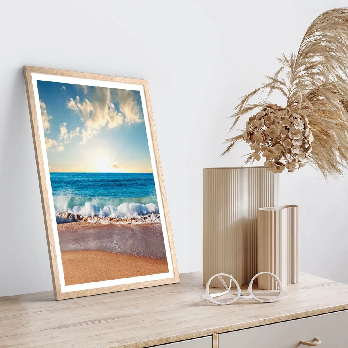 Een poster in een licht eiken lijst - Beweging en stilte tegelijk - 40x50 cm