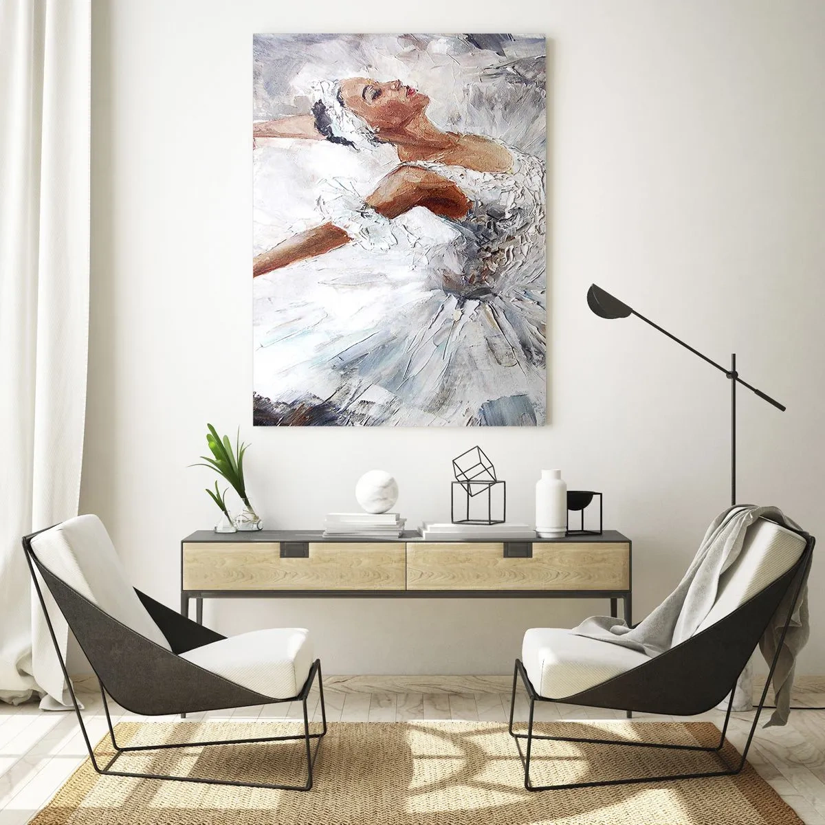 Schilderen op glas - Delicaat en licht als tule - 50x70 cm