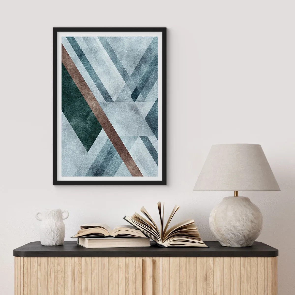 Poster in een zwarte lijst - Verfijnde elegantie van geometrie - 70x100 cm