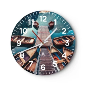 Wandklok - Klok - Ik wacht bij de jachthaven - 30x30 cm