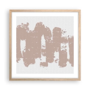 Een poster in een licht eiken lijst - Abstractie in zachtroze - 50x50 cm
