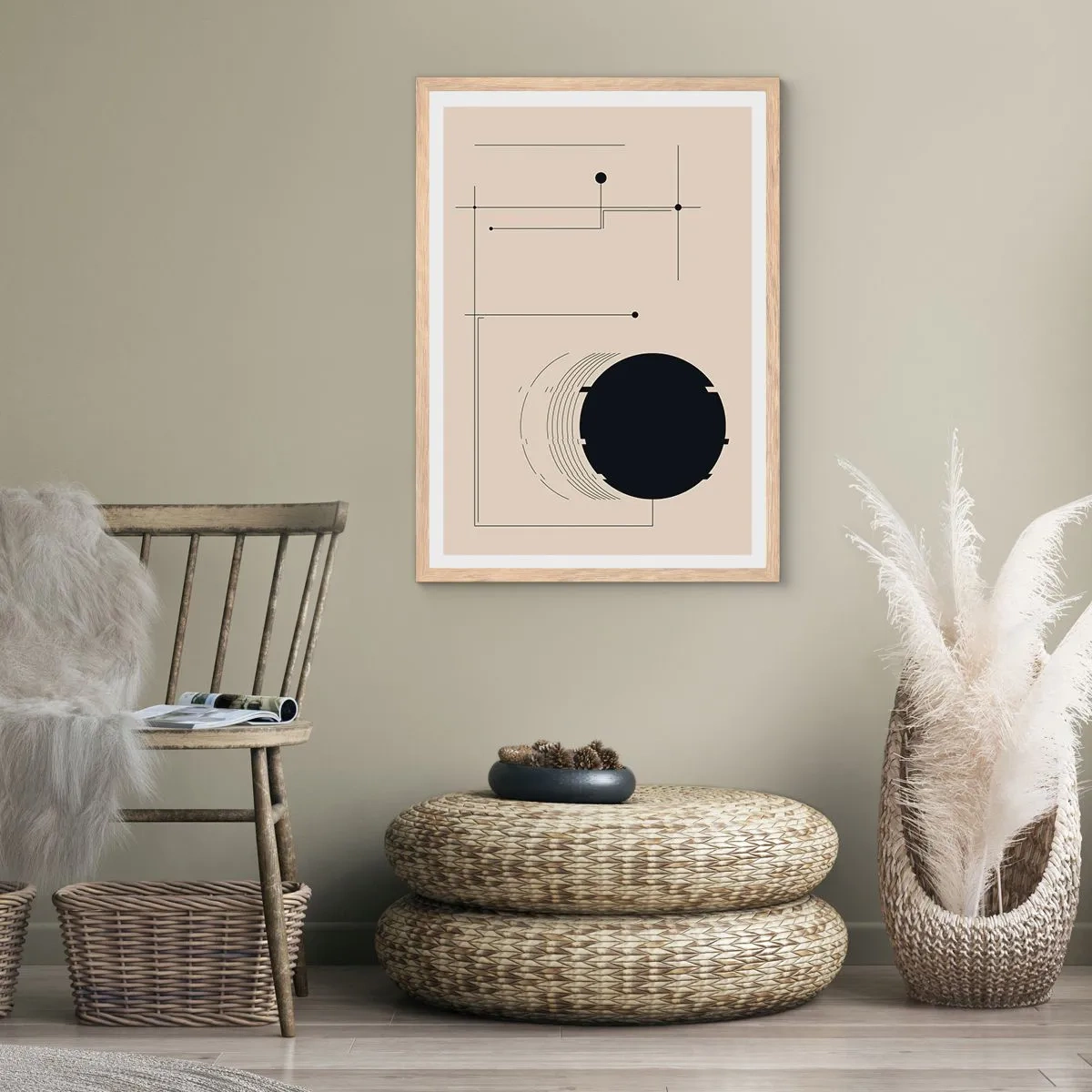 Een poster in een licht eiken lijst - Een flexibele en dynamische compositie - 40x50 cm