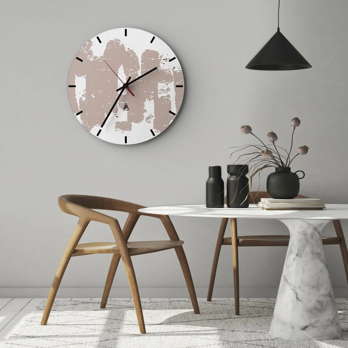 Wandklok - Klok - Textuurabstractie in tinten poederroze - 30x30cm - Abstractie in zachtroze - Moderne wanddecoratie voor woonkamer, keuken en slaapkamer ARTTOR
