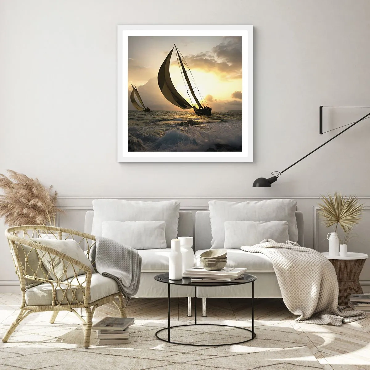 Poster in een witte lijst - Met de wind en tegen de wind - 30x30 cm