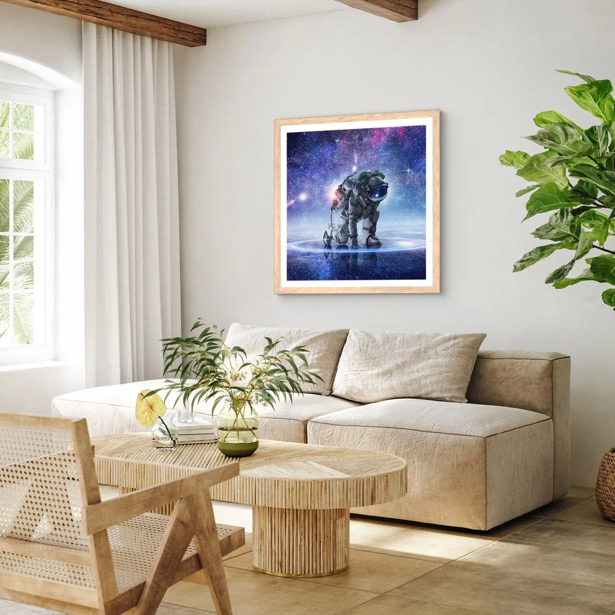 Een poster in een licht eiken lijst - De sterrenhemel boven mij - 60x60 cm