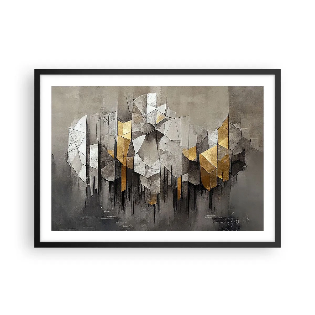 Poster in een zwarte lijst - Compositie van ijs en licht - 70x50 cm